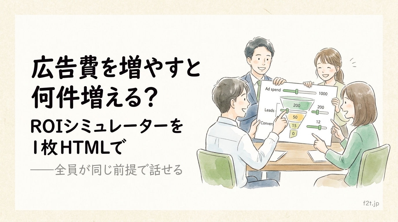 集客ROIシミュレーターを1枚HTMLで作る。広告費の判断を全員が同じ前提で話せる業務ツール